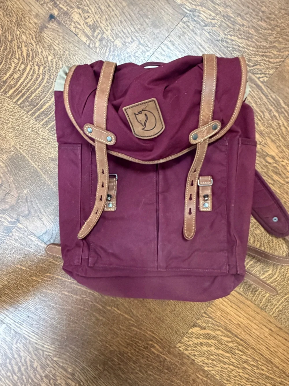 Fjällräven Rucksack No. 21 Small 15L G-1000 Leather Backpack Olive Green